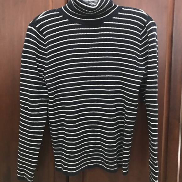 Ana Black and White striped Turtleneck - Picture 1 of 8